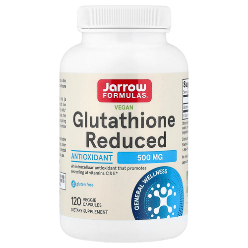 Jarrow Formulas, веганский восстановленный глутатион, 500 мг, 120 растительных капсул
