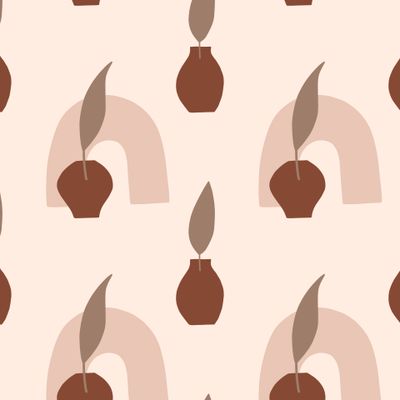 Листья в вазах, абстрактный фон. Leaves in vases, abstract background