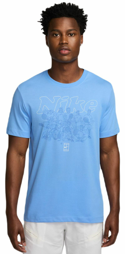 Мужская теннисная футболка Nike Court Dri-Fit Printed T-Shirt - university blue