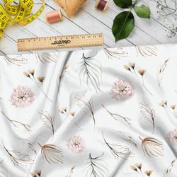 Ткань флис тонкие веточки с цветами
