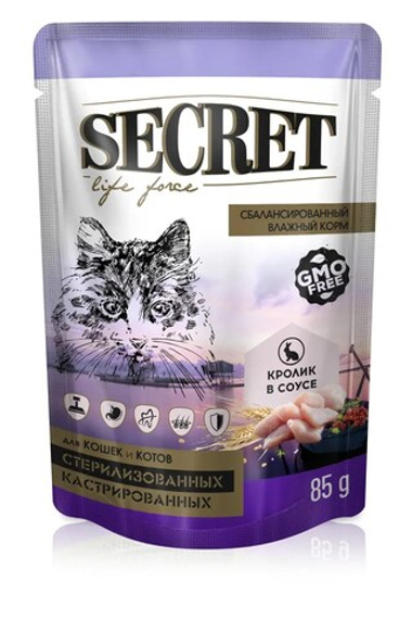 Secret Life Force Кролик в соусе пауч для стерилизованных кошек 85 г