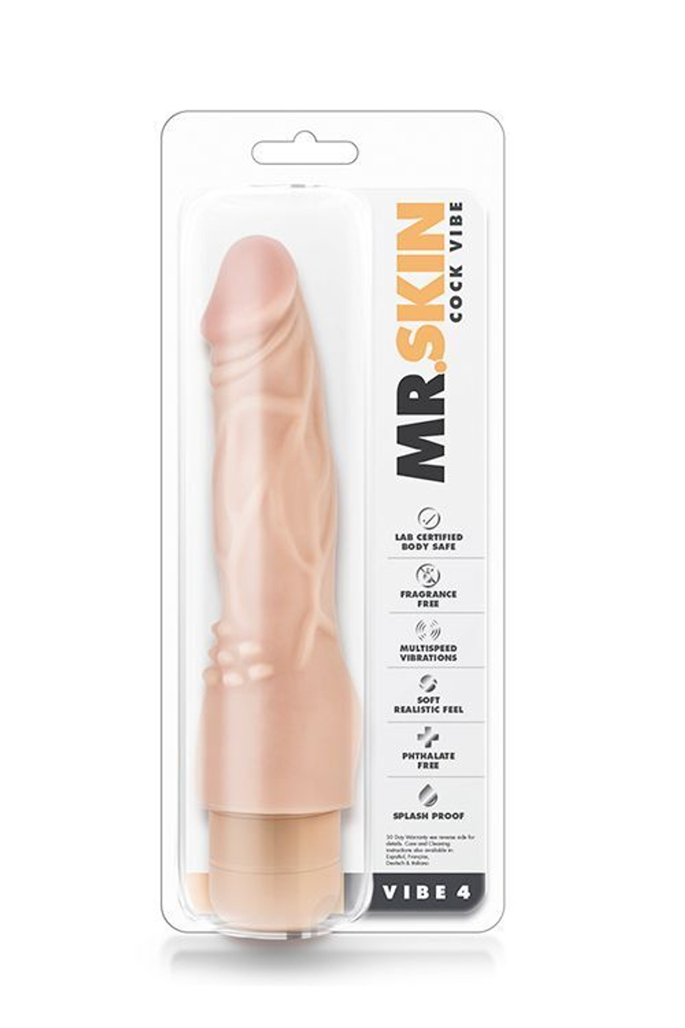 Телесный вибратор-реалистик с шипиками в основании Mr. Skin Cock Vibe 4 - 20,3 см. (Цвет: телесный)