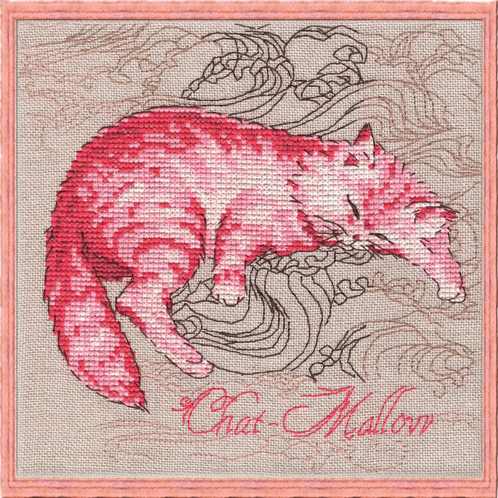 Набор для вышивания нитками Nimue, Chat-Mallow (Гламурная кошечка), 15х15 см
