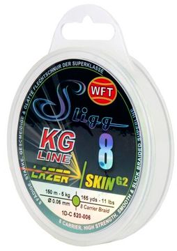 Леска плетёная WFT KG SLIGG LAZER SKIN G2 x8 Chartreuse 150 м, 0,06 мм