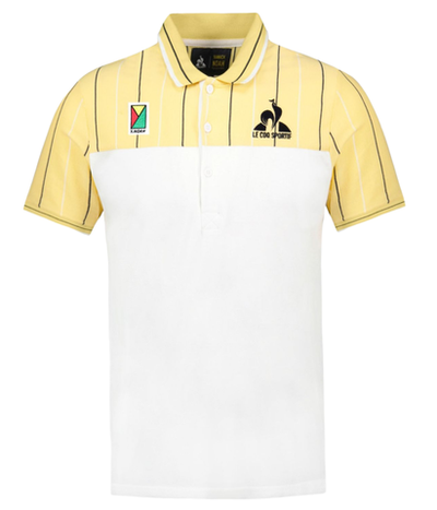 Мужское теннисное поло Le Coq Sportif Collectors Box Clay 83 - new optical white/jaune champ