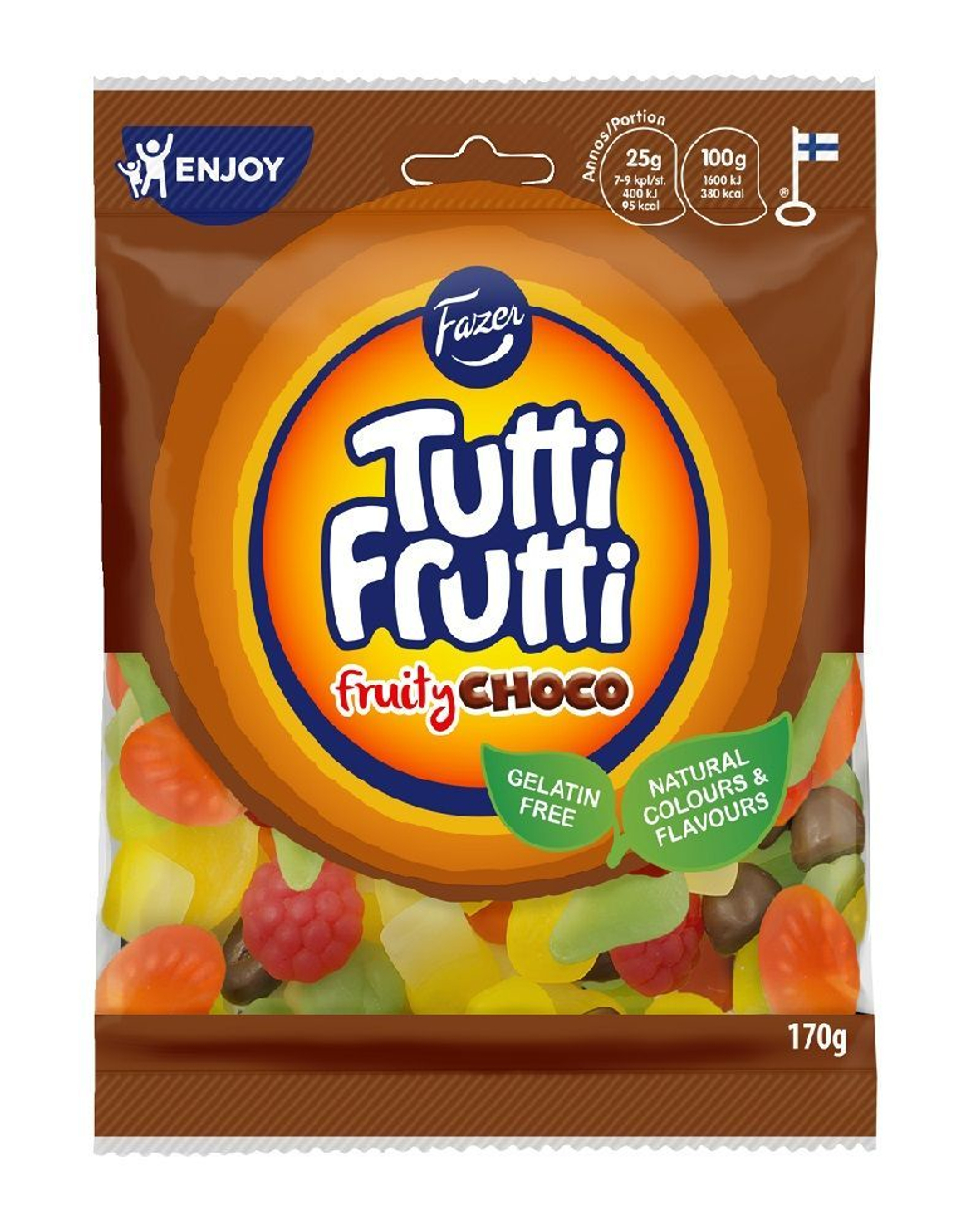 Конфеты Fazer Tutti Frutti Choco 170 г (Из Финляндии)