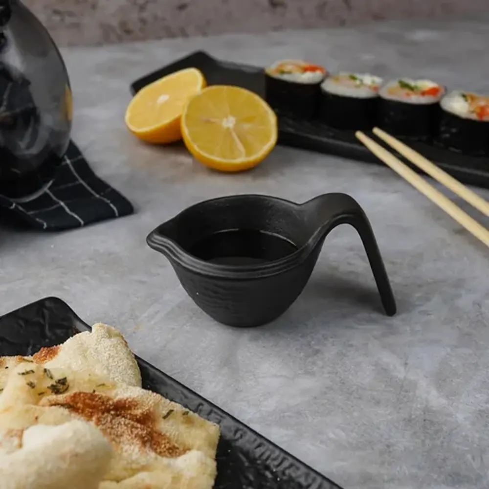 Соусник 50 мл d 10 см h4 см круглый с ручкой фарфор Black Raw Wood P.L. Proff Cuisine [12]