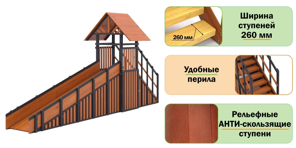 Зимняя горка Савушка Зима 4/2 (Блэк Эдишн) с закрытыми фасадами