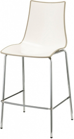 Стул полубарный пластиковый Scab Design Zebra Bicolore, хром, белый, тортора