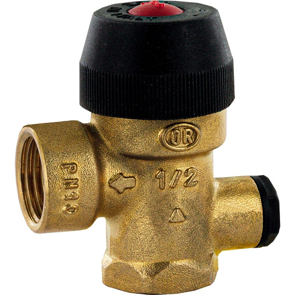 Клапан предохранительный с выходом под манометр STOUT - 1/2", сброс 1/2" (ВР/ВР, Рн 3.0 бар)