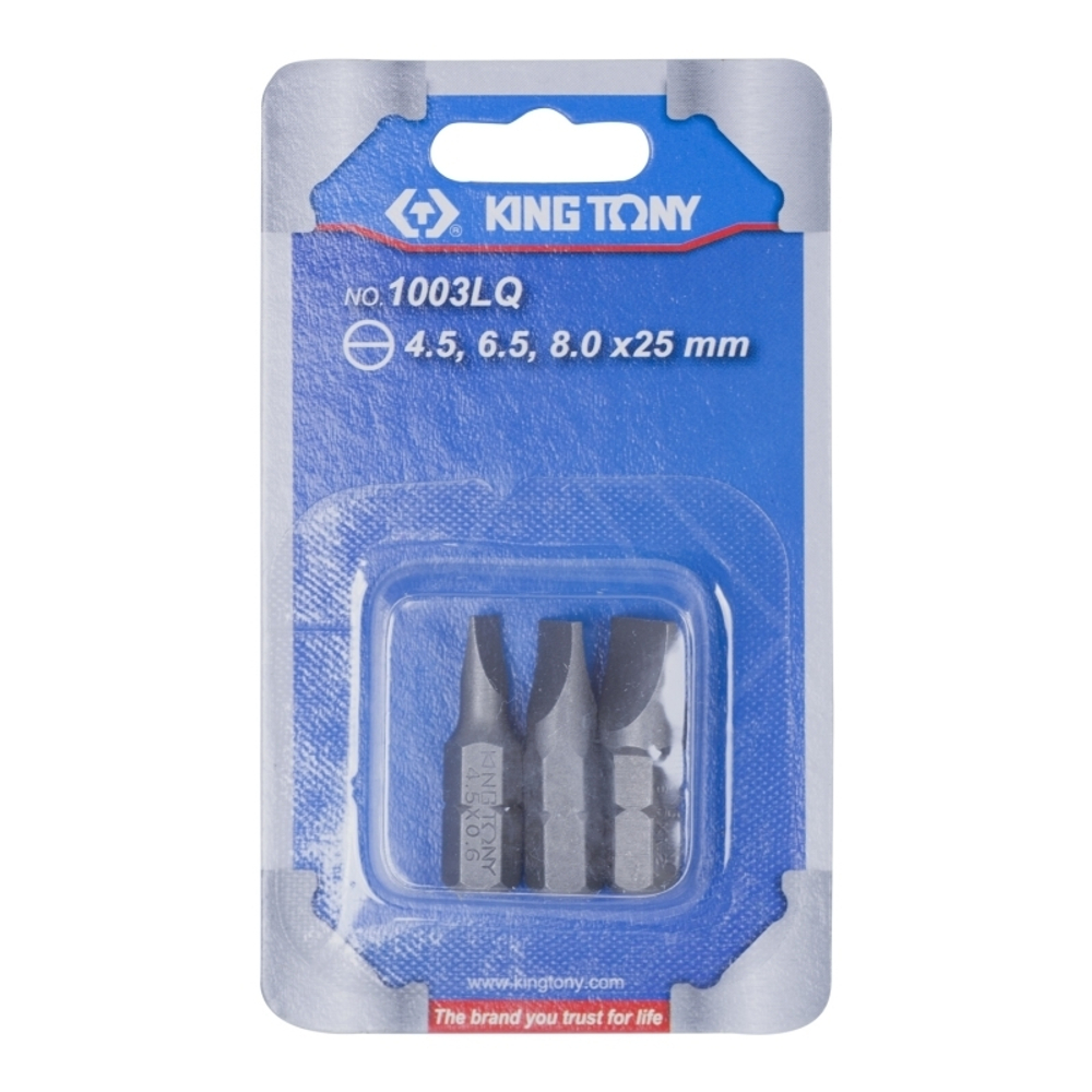 Набор вставок (бит) 1/4", Slotted, 4.5, 6.5, 8.0 мм, 3 предмета KING TONY 1003LQ