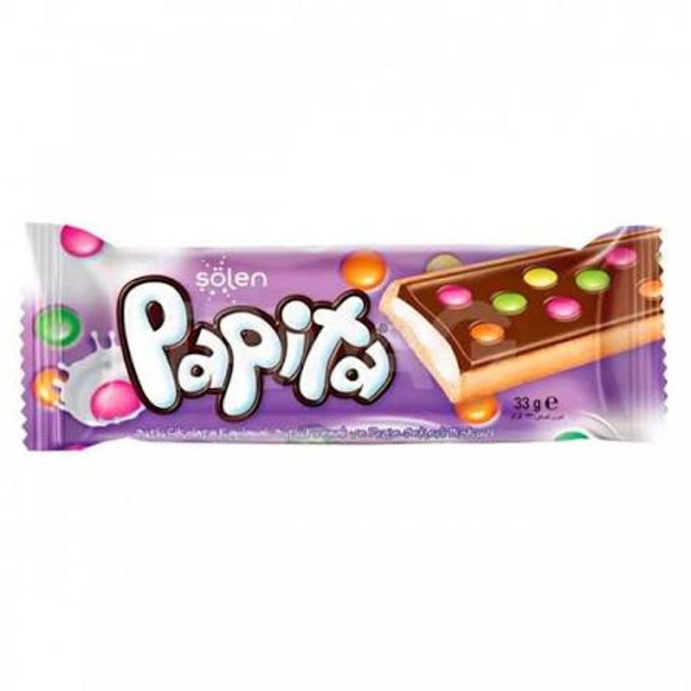 Печенье Papita Milky с мол шок с молочным кремом и драже-конфетами 33 г