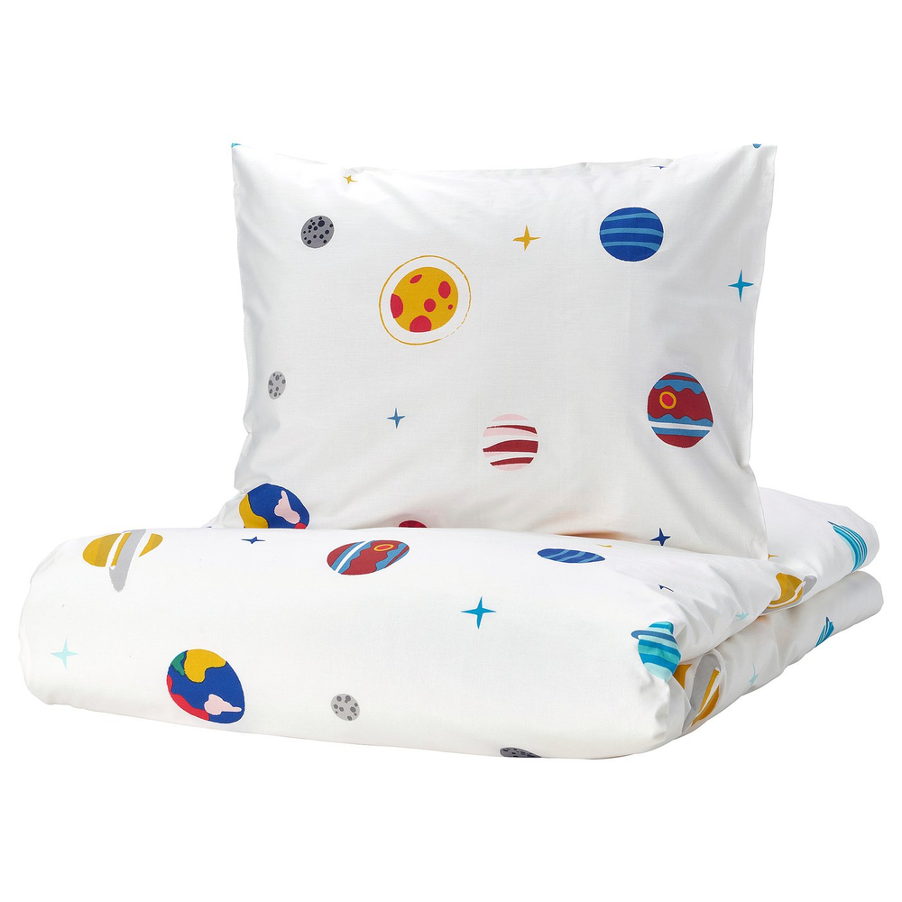 IKEA AFTONSPARV  (ИКЕА АФТОНСПАРВ)  -  Пододеяльник и наволочка - космос/разноцветный 150x200/50x60 см