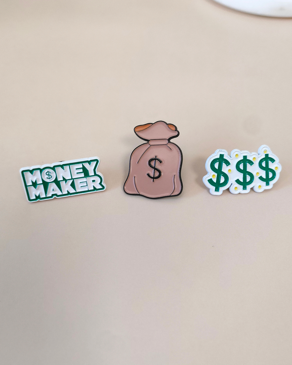 Металлический значок "Money" - Комплект 3 шт.