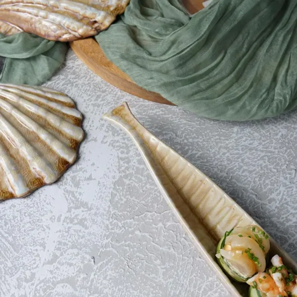 Блюдо овальное 44*5 см h4 см 200 мл для закусок Pearl Fish Sea Stone Frutti di Mare P.L. [4]