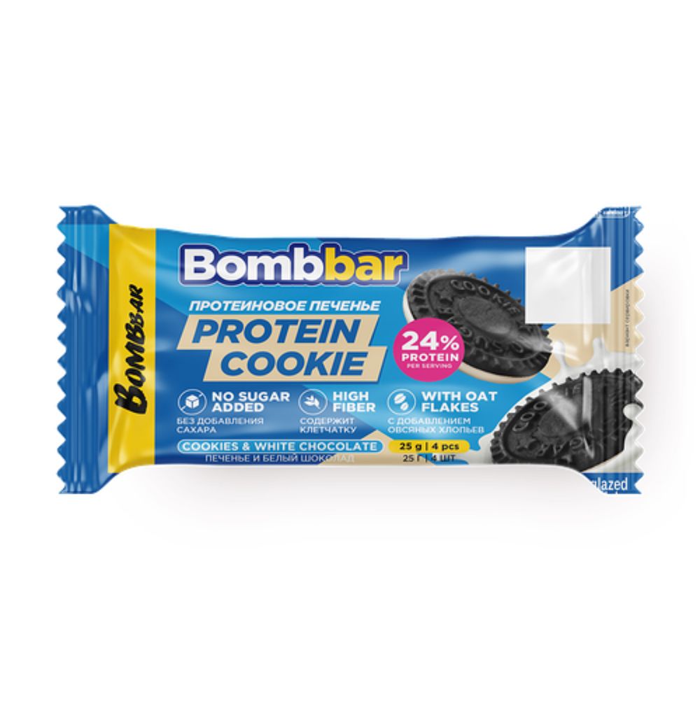 Печенье "BOMBBAR" с какао глаз.с белым шок. 25г