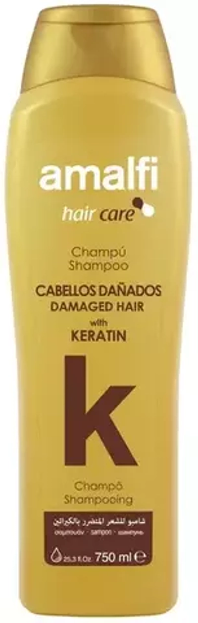AMALFI 750 мл Шампунь KERATIN ARGAN DAMAGED HAIR *16 золотой фл