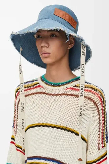 Loewe Шляпа из джинсовой и телячьей кожи, джинсовый синий