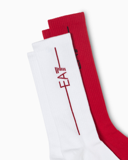 Теннисные носки EA7 Terrycloth Training 2P - white/haute red