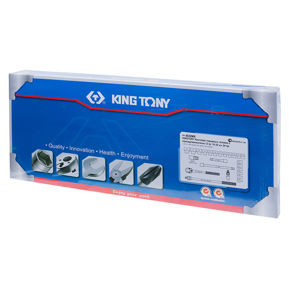 KING TONY (4032MR) Набор торцевых головок с принадлежностями 1/2", 12-гранные, 10-32 мм, 24 предмета