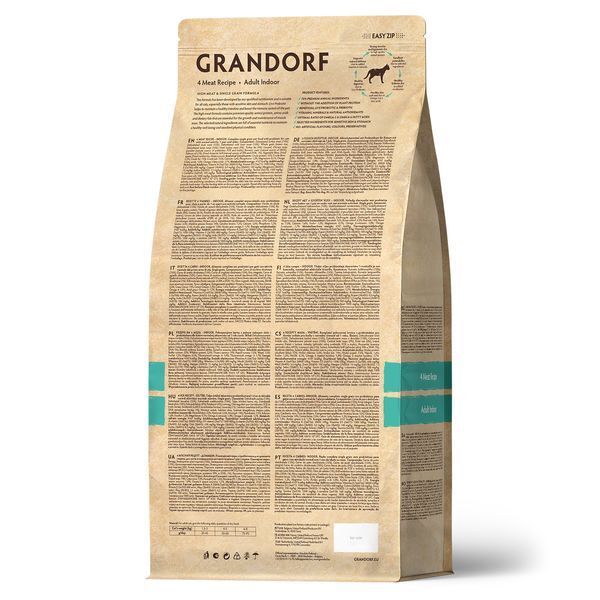 Сухой корм Grandorf CAT 4 Meat PROBIOTIC INDOOR для домашних кошек, 4 мяса с пробиотиками