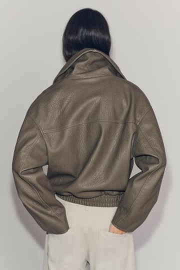 ZARA КУРТКА ИЗ ИСКУССТВЕННОЙ КОЖИ — ZW COLLECTIO, СЕРЫЙ