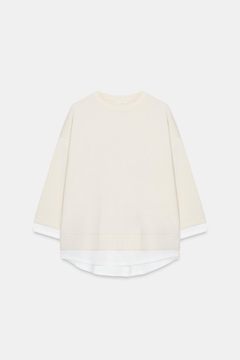 ТОЛСТОВКА С ДЛИННЫМИ РУКАВАМИ И КОНТРАСТНОЙ ВСТАВКОЙ — ZARA