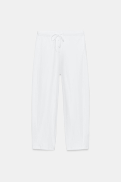 ZARA БРЮКИ КАПРИ ИЗ ИНТЕРЛОКА, БЕЛЫЙ