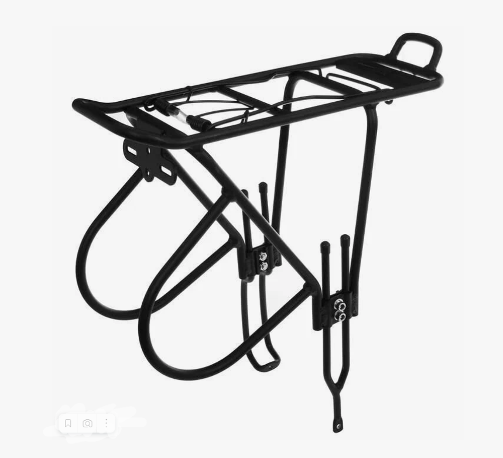 Багажник TRIX задний, 24"-29", алюминиевый, регулируемый по высоте, под сумку-штаны, для дисковых тормозов, черный
