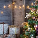 Гирлянда светодиодная Кристаллы бронзовые 10 LED, 1,5 м, прозрачный ПВХ, теплый белый свет свечения,