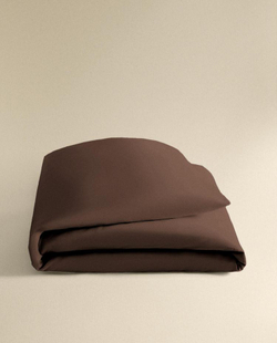 ZARA HOME (200 НИТЕЙ) ПОДОДЕЯЛЬНИК ИЗ ХЛОПКА ПЕРКАЛЬ, ШОКОЛАДНО-КОРИЧНЕВЫЙ