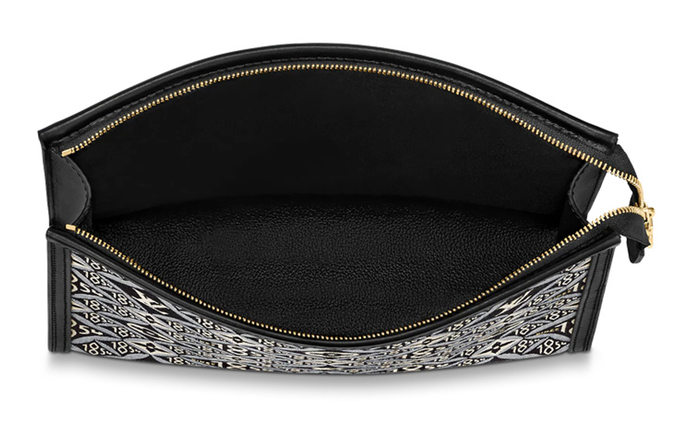LOUIS VUITTON Natural Cow Leather Clutch Toiletry Bag, Toiletry Bag Men"s Black