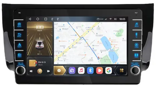 Магнитола для Nissan Sentra/Sylphy B17 2012-2023, Tiida 2015 - Kuberg OL-1666-1 (кнопки и крутилки) QLed, Android 12, Быстрая, CarPlay, 4G SIM-слот