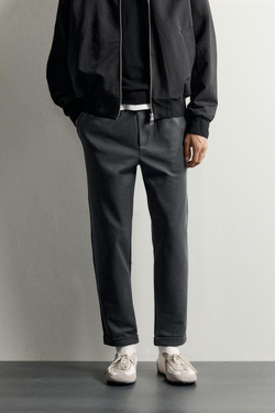ZARA БРЮКИ-ДЖОГГЕРЫ NON IRON КОМФОРТНОЙ ПОСАДКИ, СВИНЦОВЫЙ