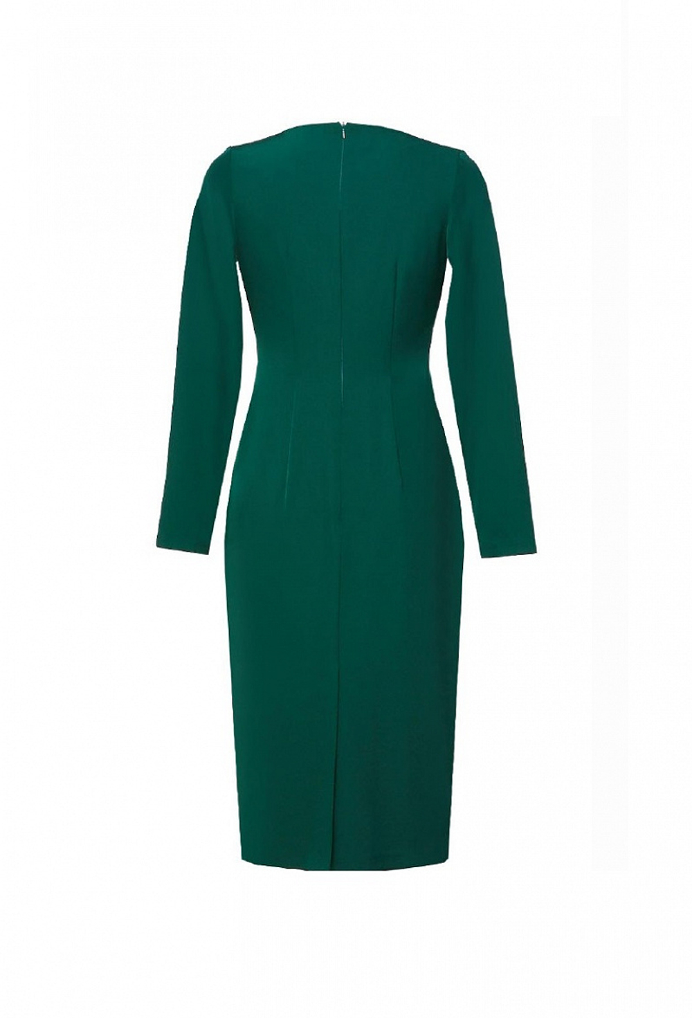Платье футляр зелёное с фигурным вырезом горловины 18-0519FW