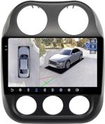 Магнитола для Jeep Compass 1 2011-2015 - FarCar BX1078M-360 монитор 10.36" 2K QLED на Android 13, Быстрая, CarPlay, 4G SIM-слот, 4 камеры в комплекте