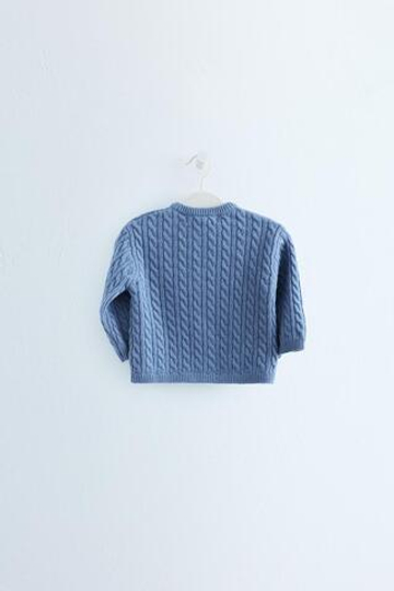 ZARA TIMELESS — КАРДИГАН 100% ШЕРСТИ «КОСЫ», ВЫЦВЕТШИЙ СИНИЙ