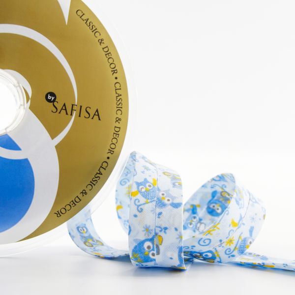 Косая бейка с рисунком 20 мм / 20 метров, диз.6528 01, Safisa (Spiral)