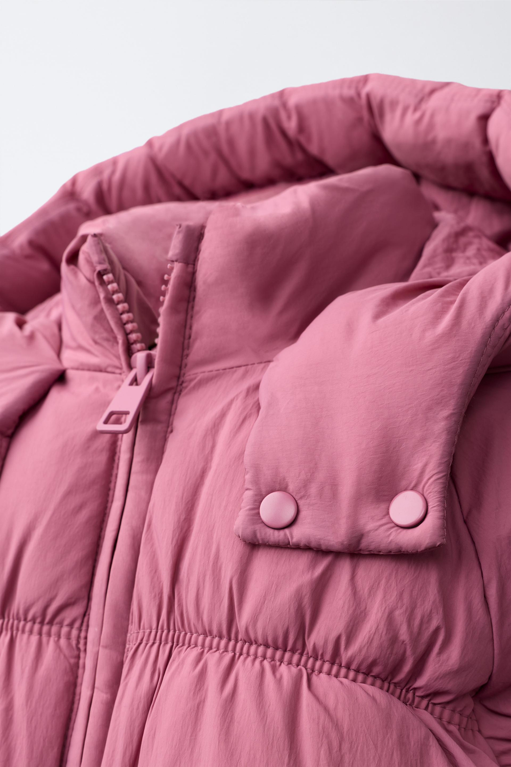 ZARA СТЕГАНАЯ КУРТКА WATER REPELLENT, МАЛИНОВЫЙ