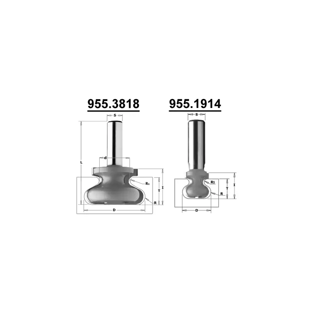 Фреза концевая профильная D=38,1 I=20,7 S=8,0 L=55,5 CMT 955.3818