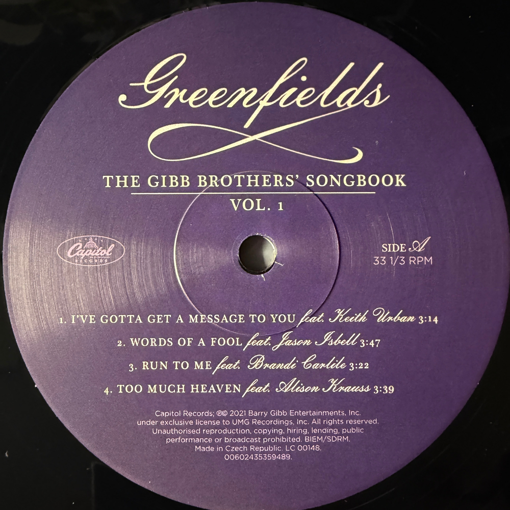 Barry Gibb & Friends – Greenfields: The Gibb Brothers' Songbook Vol. 1 2LP (Чехия 2021г.)Т