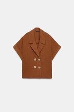 РУБАШКА С ЗАПАХОМ И КОРОТКИМИ РУКАВАМИ — ZARA