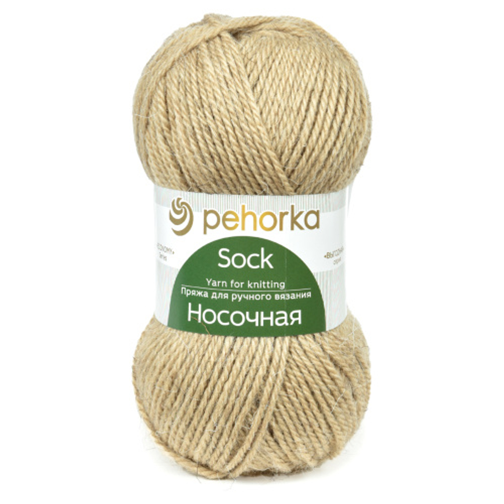 Пряжа Носочная Пехорка цв. 03 св. бежевый 100 гр, 200 м, 50% Шерсть 50% Акрил