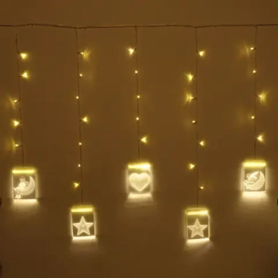 Гирлянда для дома БАХРОМА ш2,0м* в90/70см 36 ламп LED «3D Фантазия»,8 реж., с пультом Д/У, IP-20, Теплый белый (USB)