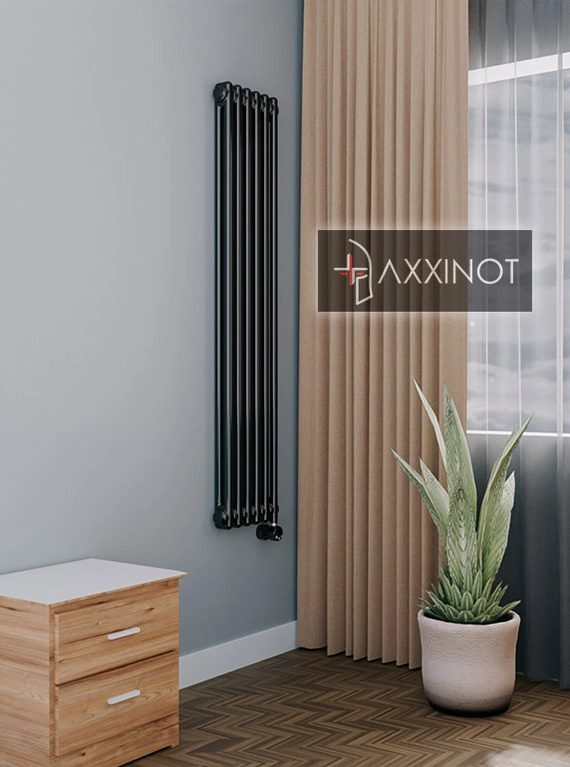 Axxinot Sentir Electric 2150 - электрический вертикальный двухтрубный трубчатый радиатор высотой 1500 мм, черный
