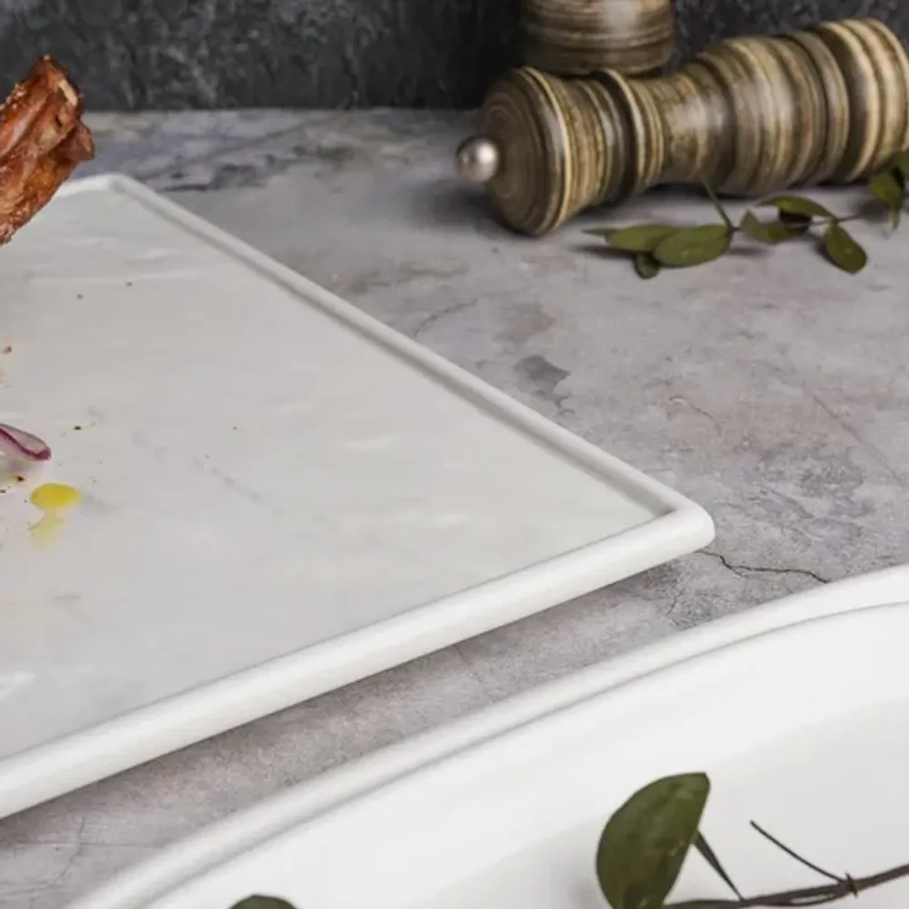 Блюдо прямоугольное 36*25,5 см h2 см Relief белое фарфор P.L. Proff Cuisine [1]