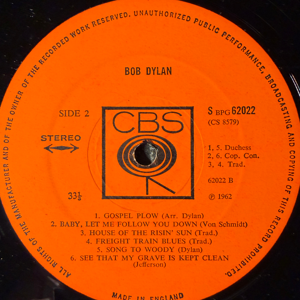 Bob Dylan ‎– Bob Dylan (Англия 1968г.)