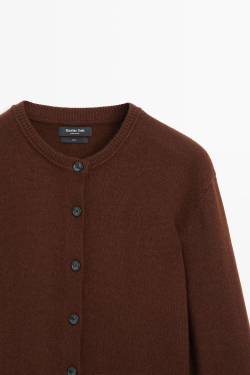 Massimo Dutti Короткий кардиган из 100% шерсти, гранатовый