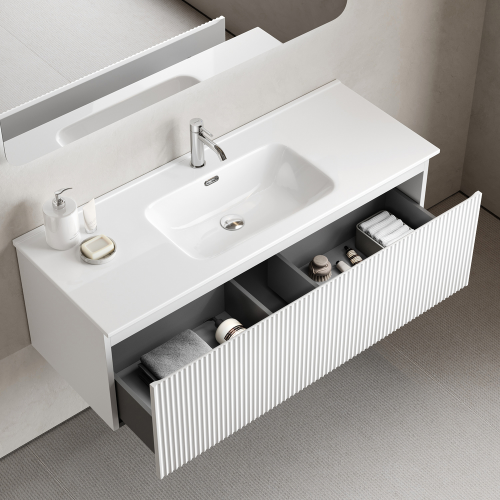 Тумба подвесная Sancos Snob R 1.0 с одним ящиком 1195х445х406, Bianco, SNR1.0120W, арт. SNR1.0120W