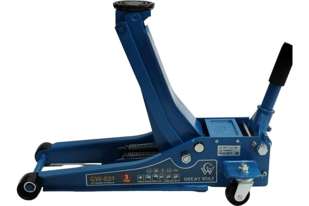Низкопрофильный гидравлический подкатной домкрат GW-031 3т, 78-505мм Great Wolf